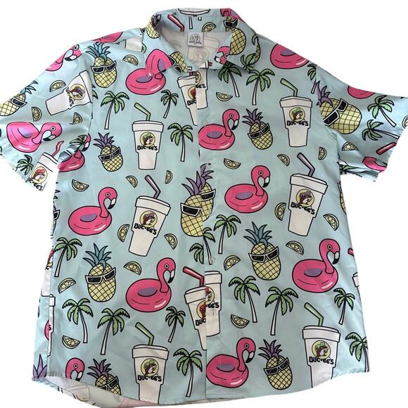 Buc-ee’s flamingo pineapple drink shirt XL novelty button up summer core - Picture 5 of 6
